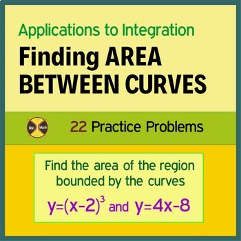 Preview of Calculus AREA BETWEEN CURVES - 22 Problems +  typed keys - Distance Learning