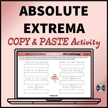 Preview of Calculus Absolute Extrema - Copy & Paste Activity for Google Slides