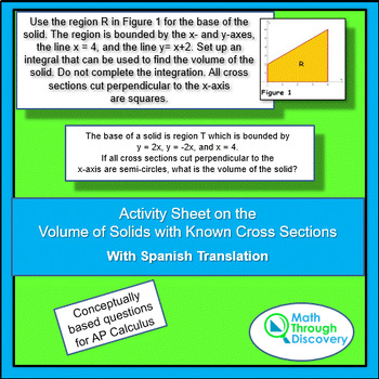 Preview of Calculus - Volume of Solids with Known Cross Sections Activity Sheet