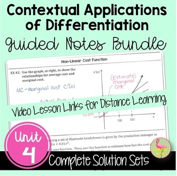 Preview of Contextual Applications of Differentiation Guided Notes with Video Lessons