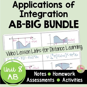 Preview of Applications of Integration BIG Bundle with Video Lessons (AB Version - Unit 8)