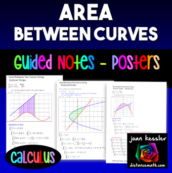 Preview of Calculus Area Between Curves Posters Study Guide or Handout