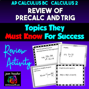 Preview of AP Calculus BC  and Calculus 2 Readiness Review