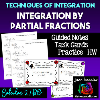 Preview of Integration by Partial Fractions Notes and Activities