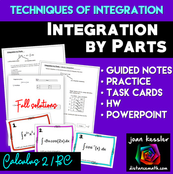 Preview of Integration by Parts Guided Notes, PowerPoint™, Task Cards, HW Calculus BC