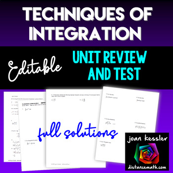 Preview of Techniques of Integration Unit Review and Test for Calculus BC  and Calculus 2