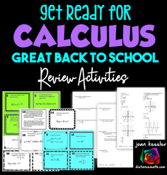 Preview of Calculus Back to School Review and Task Cards