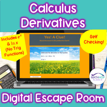 Preview of Calculus: Basic Derivatives Digital Escape Room