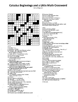 Preview of Calculus Beginnings and a Little Math Crossword,before calculus puzzle
