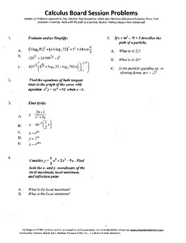 Preview of Calculus Board Sessions,Session 11, derivatives,Maximum.minimum,I.P.