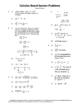 Preview of Calculus Board Sessions,Session 2,Functions,Trig,Slope,Line Equations