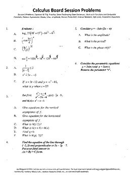 Preview of Calculus Board Sessions,Session 3,Functions,Asymptotes,Parametric Equations