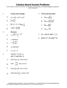 Preview of Calculus Board Sessions,Session 9, derivatives,limits,function derivatives