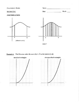 Preview of Calculus Chapter 5 Area Under Curves
