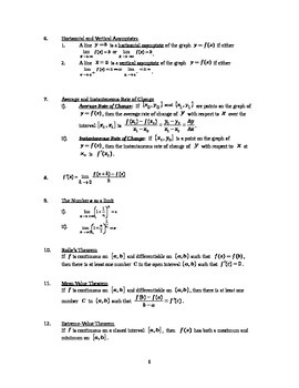 Preview of Calculus Cheat Sheet - All The Facts You Need To Know (Handout / Study Aid)