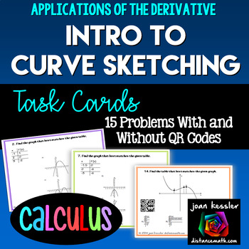 Preview of Calculus Curve Sketching Introduction with Derivatives QR Task Cards