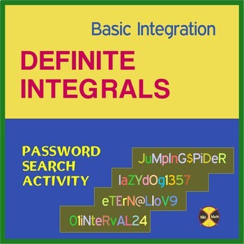Preview of Calculus: DEFINITE INTEGRALS (Basic Integration) - Password Search Activity