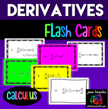 Preview of Calculus Derivative Flash Cards Study Card Kit 2 Sets