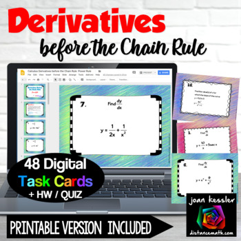 Preview of Derivatives Before the Chain Rule Calculus Activity Digital plus Print
