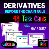 Calculus Derivatives Before the Chain Rule Task Cards plus HW