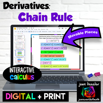 Preview of Calculus Derivatives Chain Rule Digital Activity plus Printable