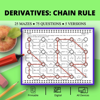 Preview of Calculus Derivatives: Chain Rule Maze Activity