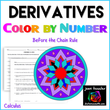 Preview of Derivatives Color by Number - No chain Rule