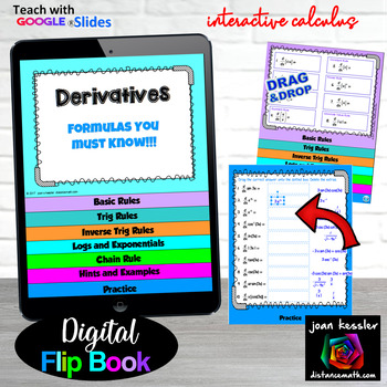 Preview of Calculus Derivatives Digital Flip Book & Matching