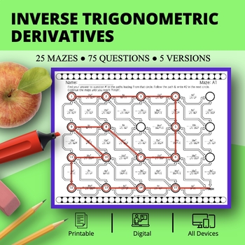 Preview of Calculus Derivatives: Inverse Trigonometric Maze Activity