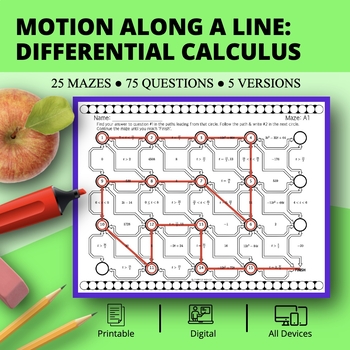 Preview of Calculus Derivatives: Motion Along a Line Maze Activity