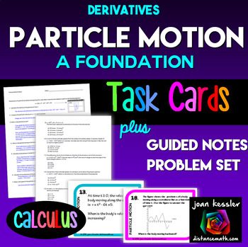 Preview of Derivatives Particle Motion Guided Notes plus Task Cards and Assessment