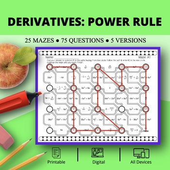 Preview of Calculus Derivatives: Power Rule Maze Activity