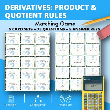Preview of Calculus Derivatives: Product and Quotient Rules Matching Game