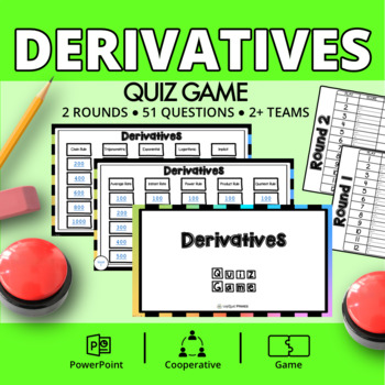 Preview of Calculus Derivatives Quiz Game: Jeopardy Style Math Review