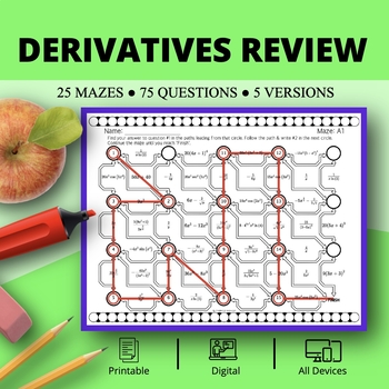 Preview of Calculus Derivatives REVIEW Maze Activity