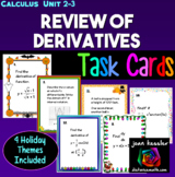 Calculus Derivatives Unit Review Task Cards New Year's Tha