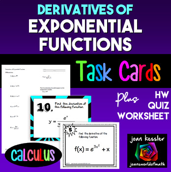 Preview of Derivatives of Exponential Functions Task Cards Quiz  HW