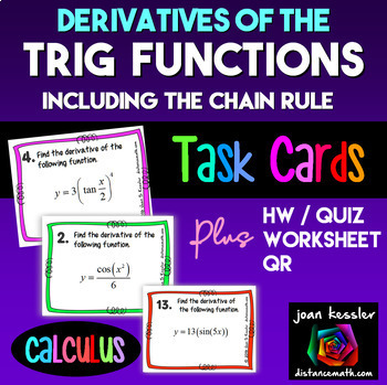 Preview of Derivatives of Trigonometric Functions with Chain Rule Task Cards  HW