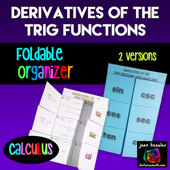 Preview of Calculus Derivatives of the Trig Functions Foldable Organizer