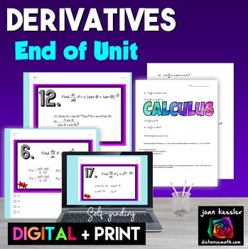 Preview of Calculus Derivatives with Chain Rule DIGITAL and PRINT