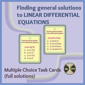 Preview of Differential Equations 1 Order Linear - Multiple Choice Cards