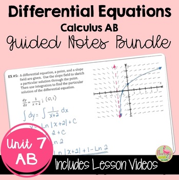 Preview of Differential Equations Guided Notes with Video Lessons (AB Version - Unit 7)