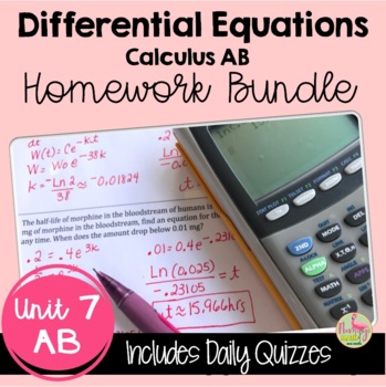 Preview of Differential Equations Homework (AB Version - Unit 7)