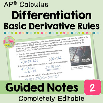 Preview of Basic Derivatives Guided Notes and Video Lessons (Unit 2)