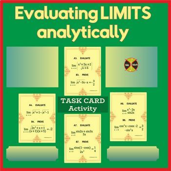 Preview of Finding Limits Analytically -  2 problems on each 8 TASK CARDS - FREEBIE