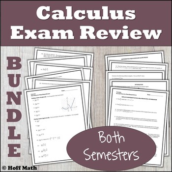 Preview of Calculus Exam Review, Both Semesters EDITABLE | BUNDLE