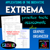 Calculus Extrema Derivatives - 4 Tests plus Graphic Organizer