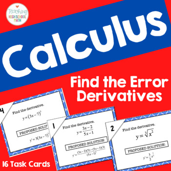 Preview of Calculus Find the Error - Derivative Rules