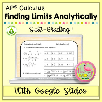Preview of Calculus Finding Limits Analytically Google Quiz