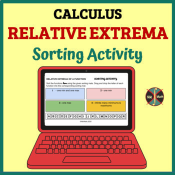 Preview of Calculus: Finding RELATIVE EXTREMA - Sorting Activity (18 problems) 